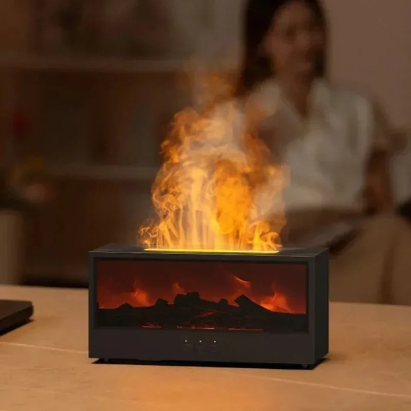 FlameGlow™ 3D Flame Aromatherapy Diffuser – Essential Oil Humidifier with Color Mood Lighting & Remote Control | Perfect Holiday Gift
