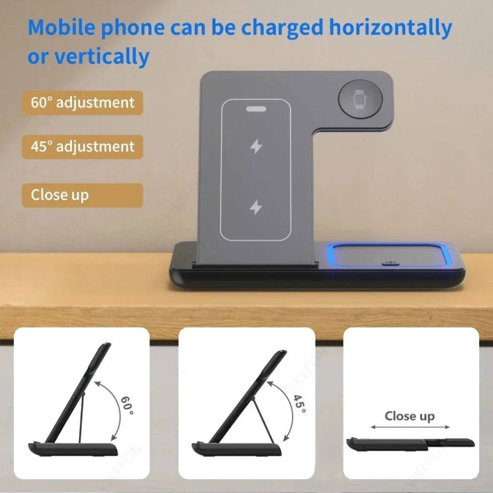 PowerHub™ 3-in-1 30W Foldable Wireless Charging Station – Fast Charger Dock for iPhone 16/15/14/13/12 Pro Max, Apple Watch & AirPods