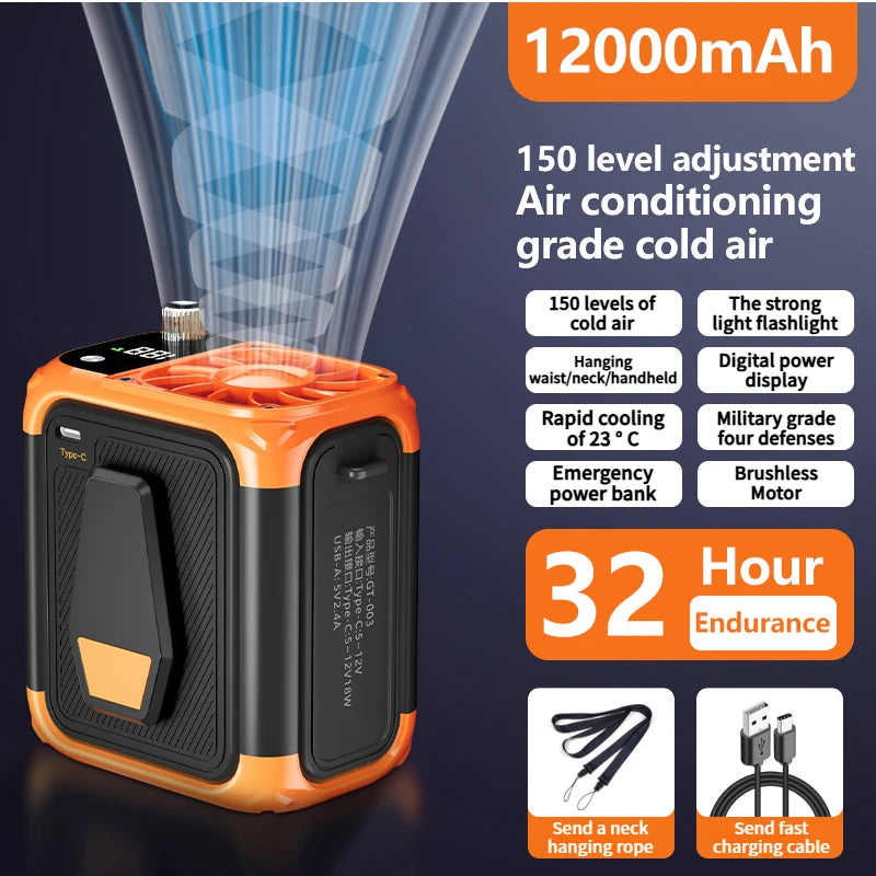 CoolGo Neck Fan – Portable 4-in-1 Bladeless Breeze & Power Bank