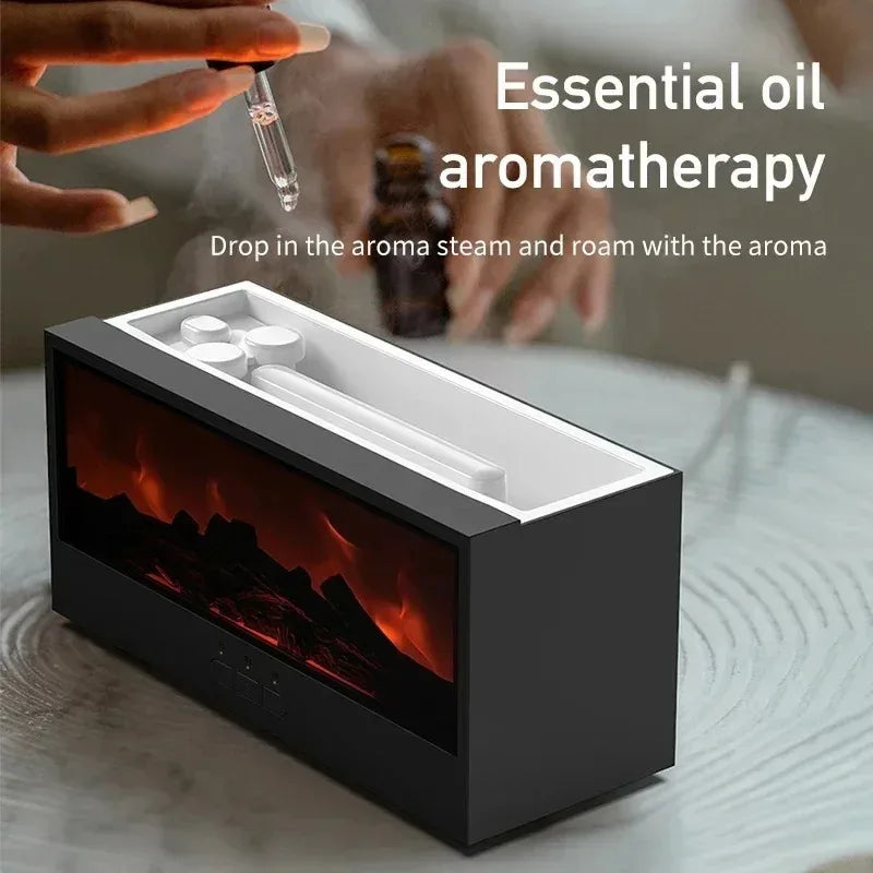 FlameGlow™ 3D Flame Aromatherapy Diffuser – Essential Oil Humidifier with Color Mood Lighting & Remote Control | Perfect Holiday Gift