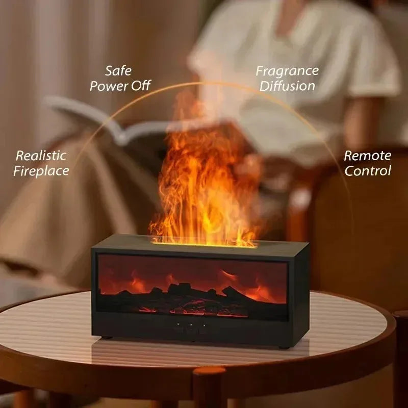 FlameGlow™ 3D Flame Aromatherapy Diffuser – Essential Oil Humidifier with Color Mood Lighting & Remote Control | Perfect Holiday Gift