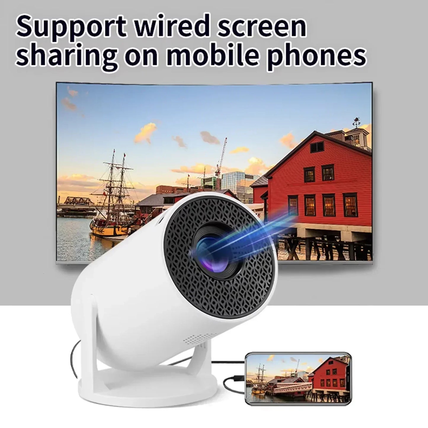 EasyView™ Mini Projector – 1080P Smart Projector with 270° Lens & Wireless Casting