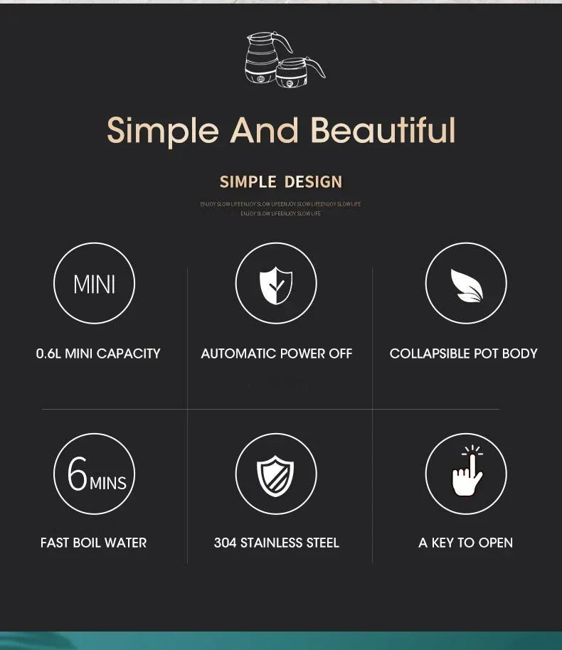 FoldiKettle™ - Portable Foldable Electric Kettle (600ml)