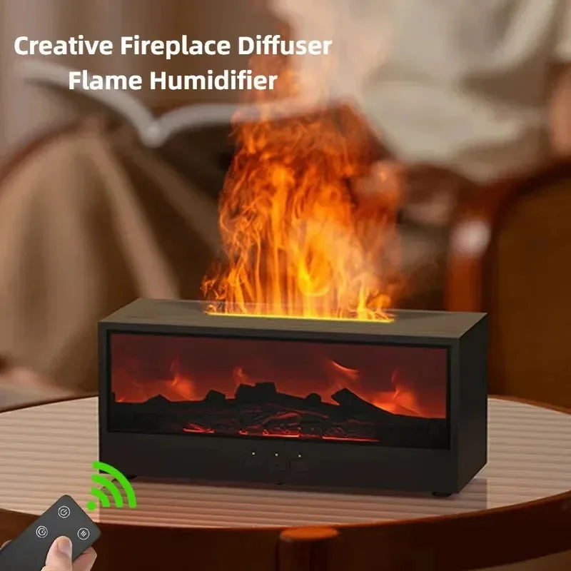 FlameGlow™ 3D Flame Aromatherapy Diffuser – Essential Oil Humidifier with Color Mood Lighting & Remote Control | Perfect Holiday Gift