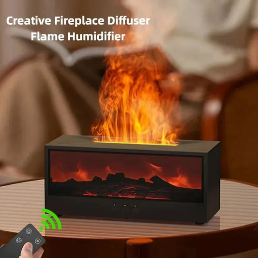 FlameGlow™ 3D Flame Aromatherapy Diffuser – Essential Oil Humidifier with Color Mood Lighting & Remote Control | Perfect Holiday Gift
