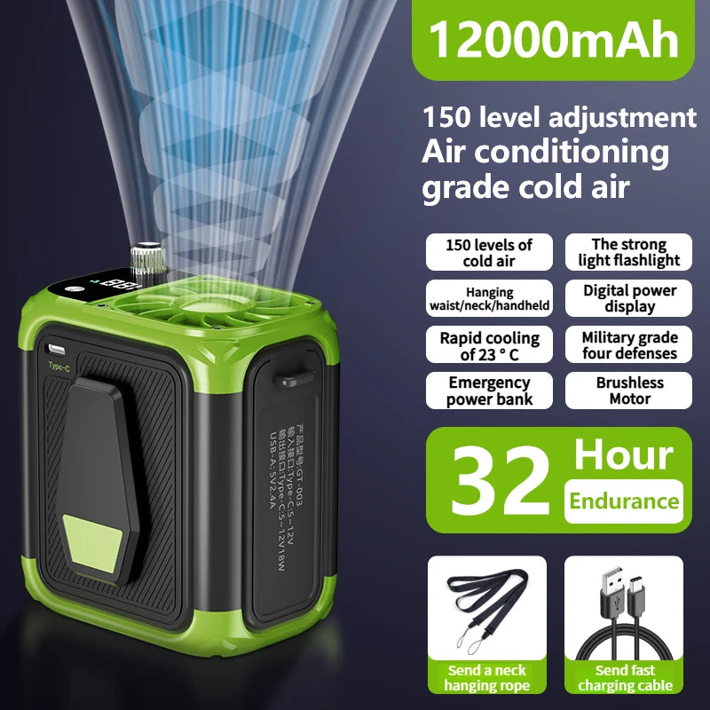 CoolGo Neck Fan – Portable 4-in-1 Bladeless Breeze & Power Bank