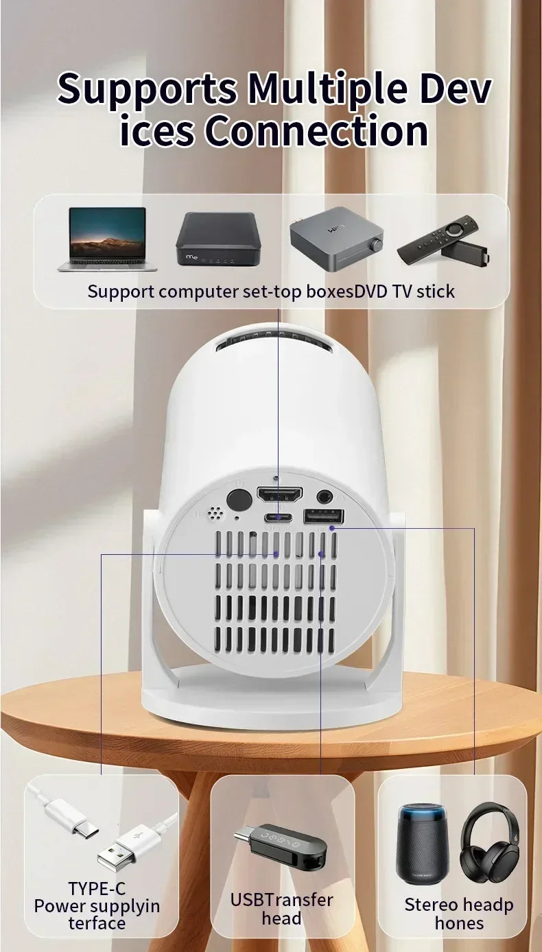EasyView™ Mini Projector – 1080P Smart Projector with 270° Lens & Wireless Casting