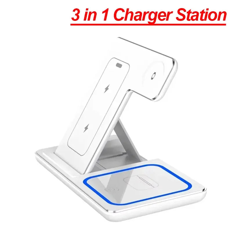 PowerHub™ 3-in-1 30W Foldable Wireless Charging Station – Fast Charger Dock for iPhone 16/15/14/13/12 Pro Max, Apple Watch  & AirPods