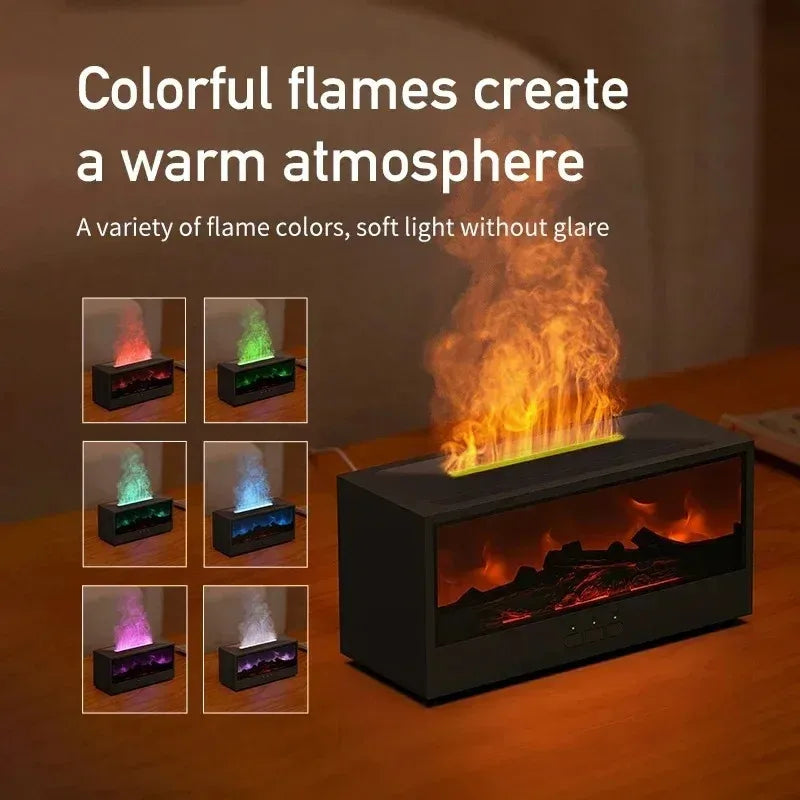 FlameGlow™ 3D Flame Aromatherapy Diffuser – Essential Oil Humidifier with Color Mood Lighting & Remote Control | Perfect Holiday Gift
